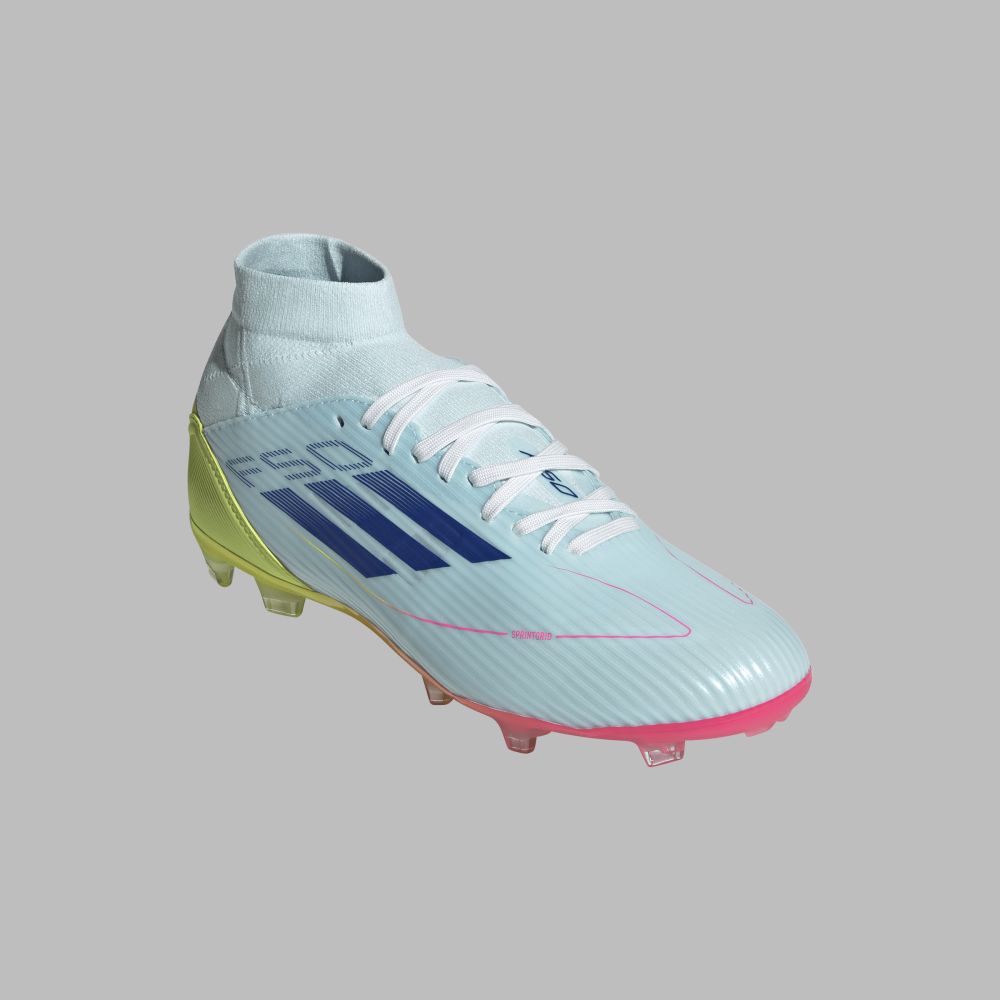 Guayos adidas Mujer F50 League Mid Cut FG - Azul-Multicolor