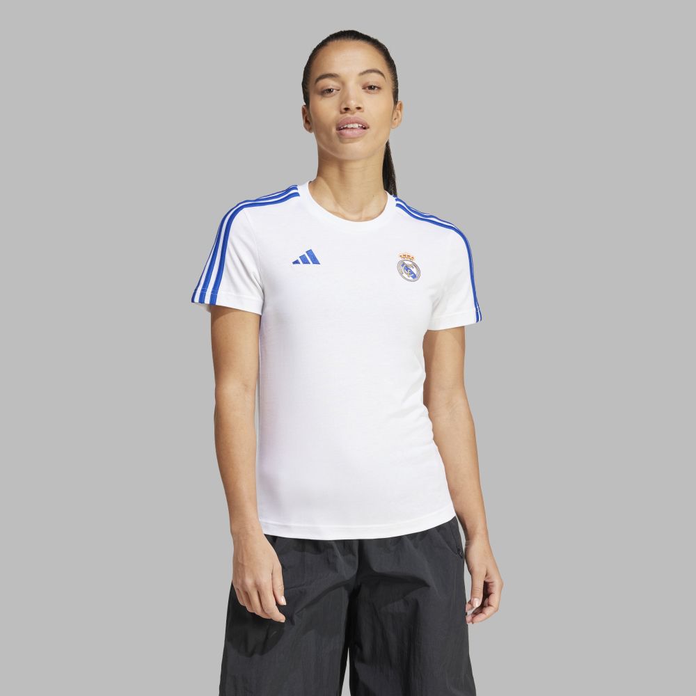 Camiseta adidas Mujer Polo 3 Tiras Real Madrid - Blanco-Azul