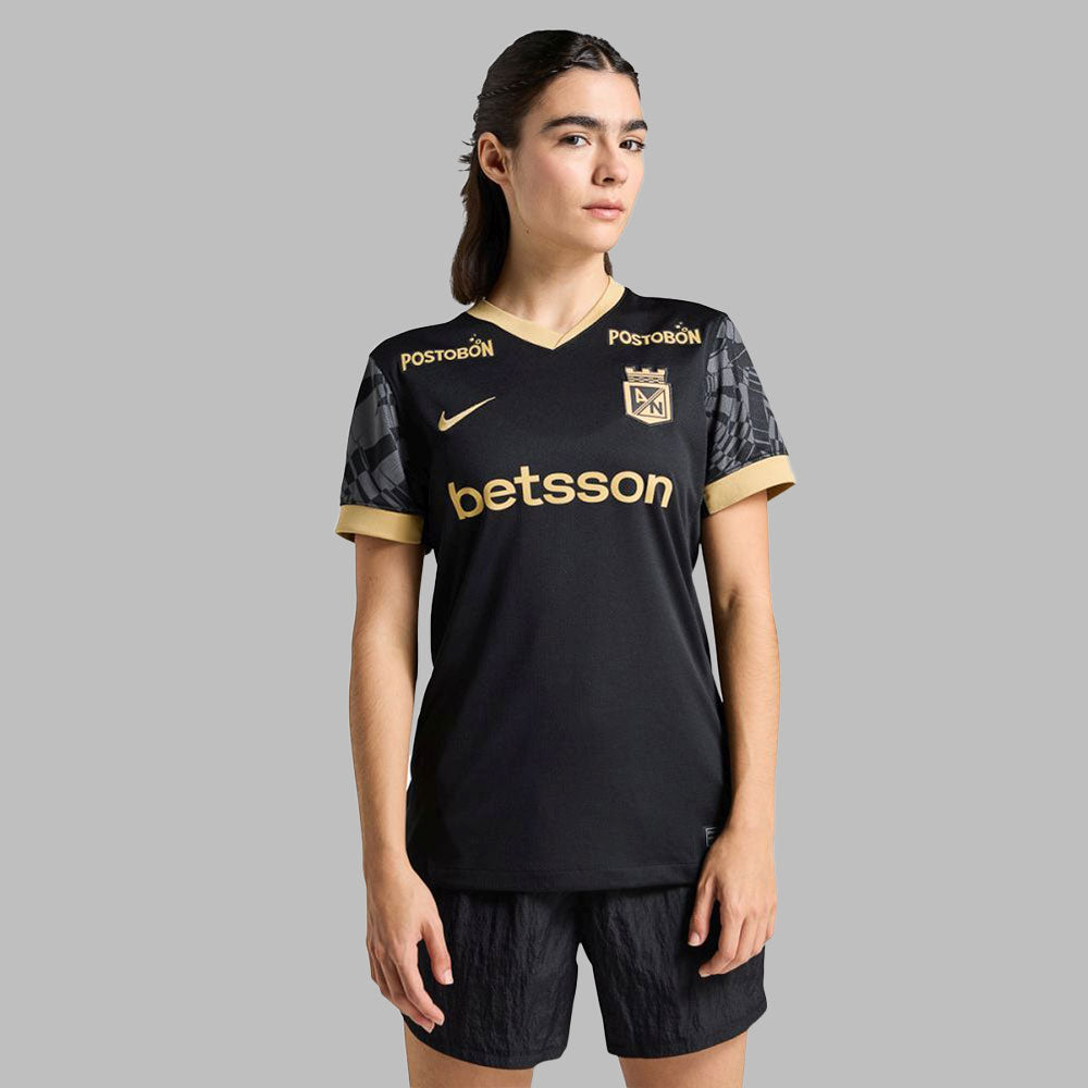Camiseta Nike Mujer Atlético Nacional 2da 2025-Negro-Dorado