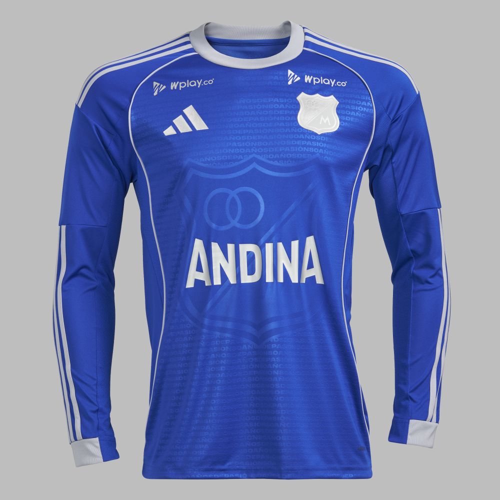 Camiseta adidas Hombre Local Millonarios FC 2026 Manga Larga - Azul