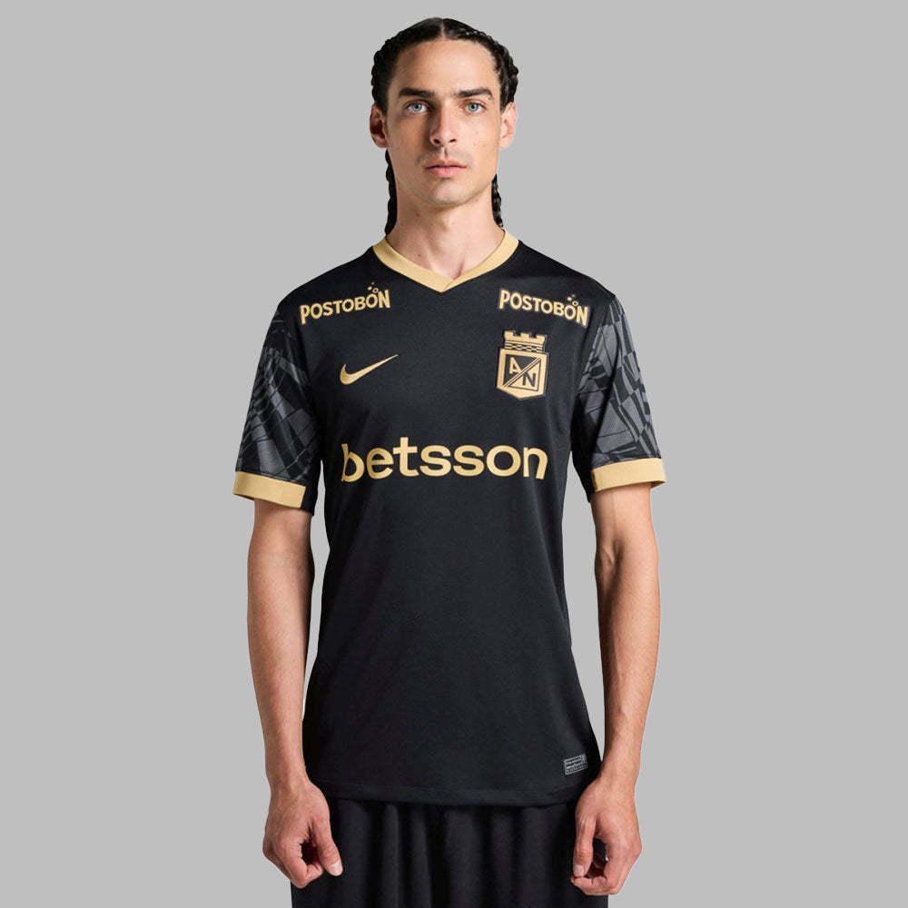 Camiseta Nike Hombre Atlético Nacional 2da 2025-Negro-Dorado