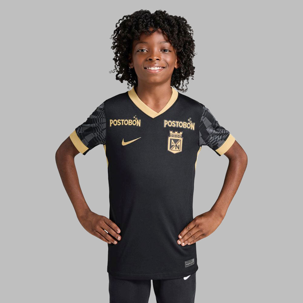 Camiseta Nike Kids Atlético Nacional 2da 2025-Negro-Dorado