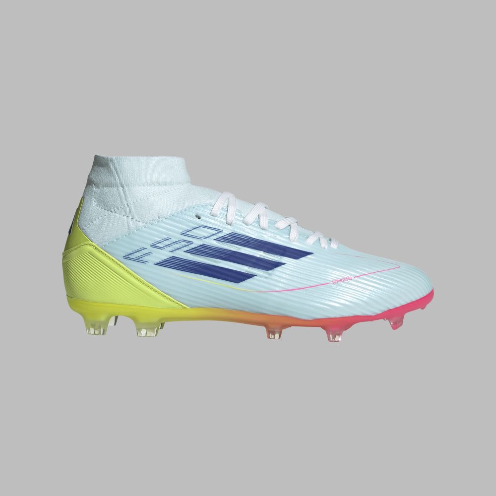 Guayos adidas Mujer F50 League Mid Cut FG - Azul-Multicolor