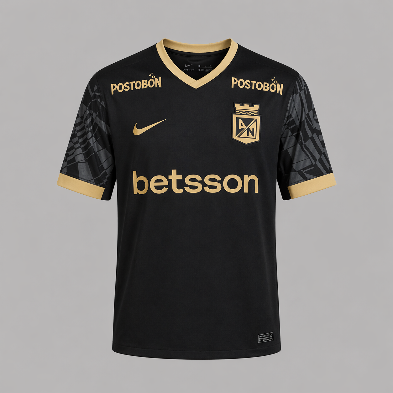 Camiseta Nike Hombre Atlético Nacional 2da 2025-Negro-Dorado