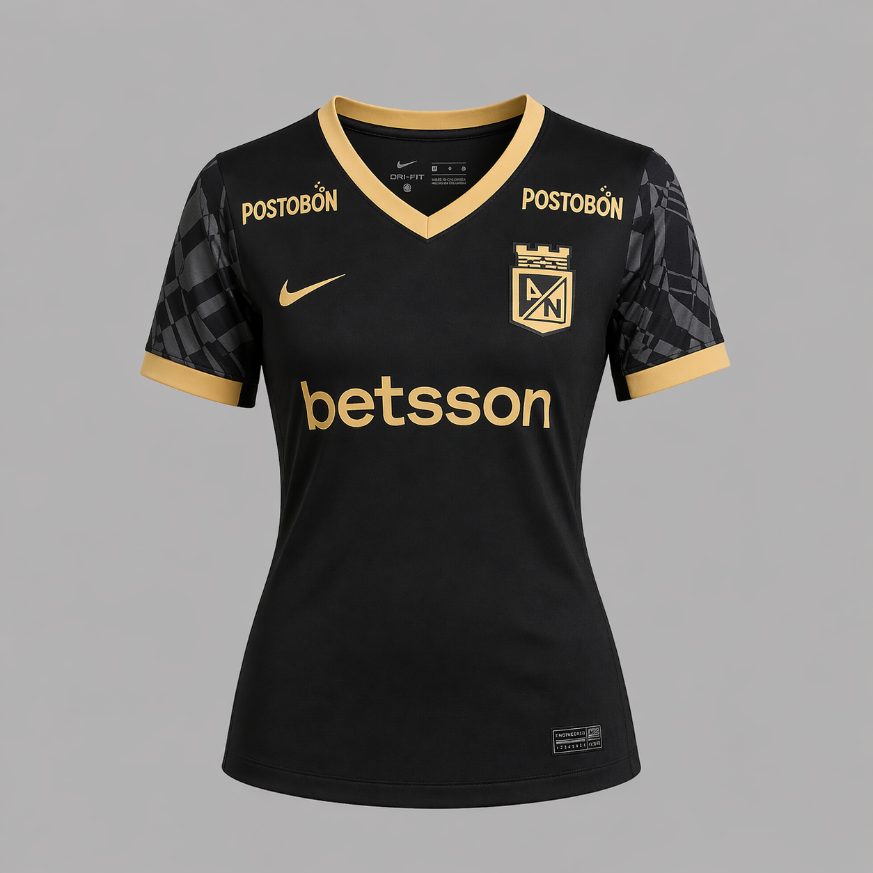 Camiseta Nike Mujer Atlético Nacional 2da 2025-Negro-Dorado