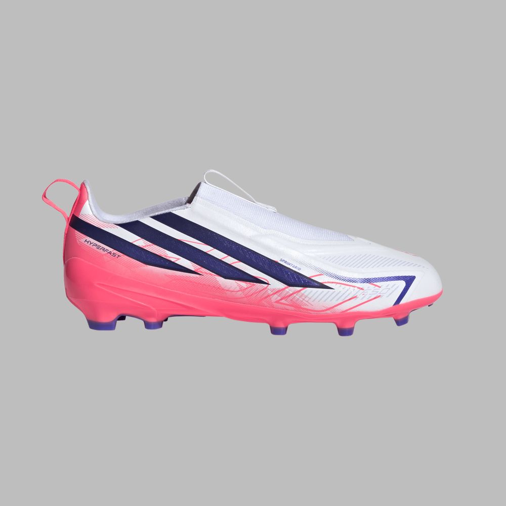 Guayos adidas Kids F50 Hyperfast League Sin Cordones - Blanco