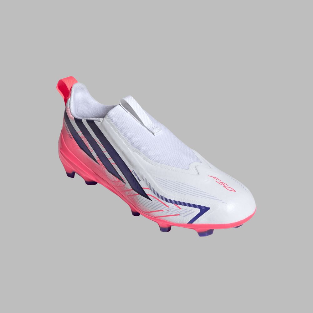 Guayos adidas Kids F50 Hyperfast League Sin Cordones - Blanco